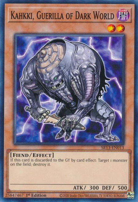 Kahkki, Guerilla of Dark World trading card from Structure Deck: Dark World Kahkki, Guerilla of Dark World - Structure Deck: Dark World YuGiOh trading card