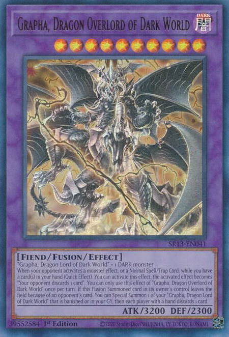 Grapha, Dragon Overlord of Dark World trading card from Structure Deck: Dark World Grapha, Dragon Overlord of Dark World - Structure Deck: Dark World YuGiOh trading card
