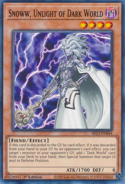Snoww, Unlight of Dark World trading card from Structure Deck: Dark World Snoww, Unlight of Dark World - Structure Deck: Dark World YuGiOh trading card