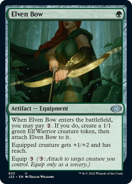 Elven Bow trading card from Jumpstart 2022 Elven Bow - Jumpstart 2022 Magic: The Gathering trading card