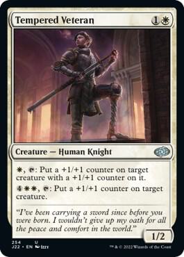 Tempered Veteran trading card from Jumpstart 2022 Tempered Veteran - Jumpstart 2022 Magic: The Gathering trading card