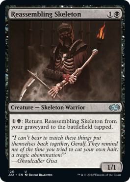 Reassembling Skeleton trading card from Jumpstart 2022 Reassembling Skeleton - Jumpstart 2022 Magic: The Gathering trading card