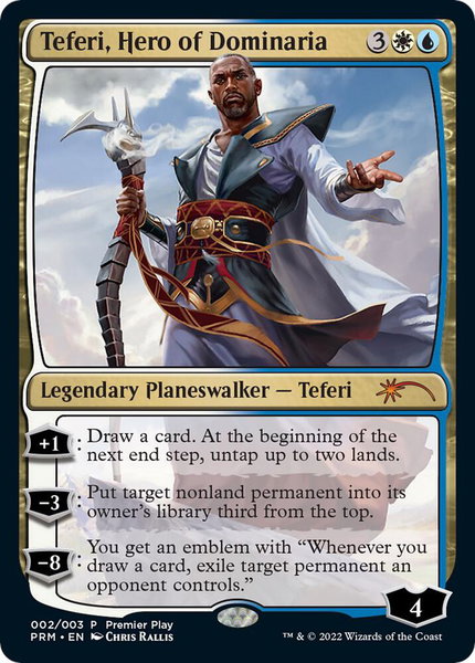Teferi, Hero of Dominaria trading card from Pro Tour Promos Teferi, Hero of Dominaria - Pro Tour Promos Magic: The Gathering trading card