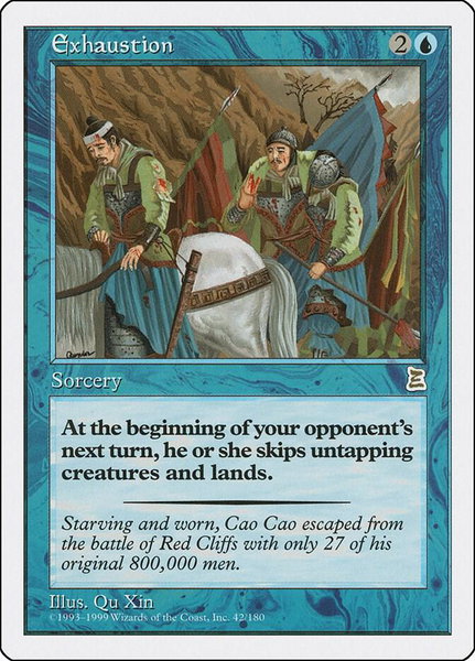 Exhaustion trading card from Portal Three Kingdoms Exhaustion - Portal Three Kingdoms Magic: The Gathering trading card