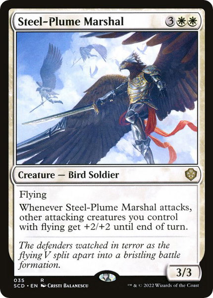 Steel-Plume Marshal trading card from Starter Commander Decks Steel-Plume Marshal - Starter Commander Decks Magic: The Gathering trading card