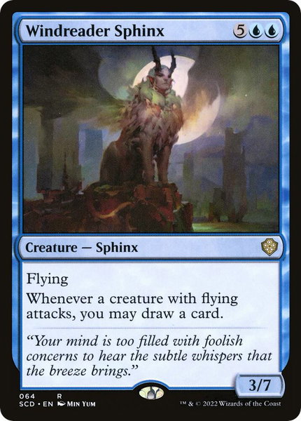 Windreader Sphinx trading card from Starter Commander Decks Windreader Sphinx - Starter Commander Decks Magic: The Gathering trading card