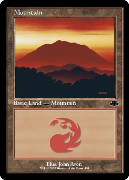 Mountain (409) (Retro Frame) - Dominaria Remastered Magic: The Gathering trading card