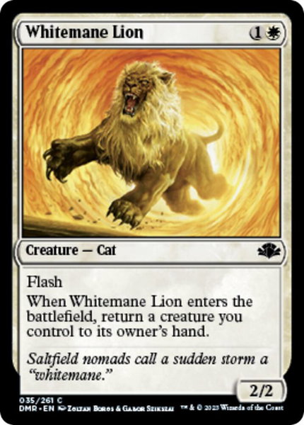 Whitemane Lion trading card from Dominaria Remastered Whitemane Lion - Dominaria Remastered Magic: The Gathering trading card