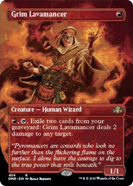 Grim Lavamancer (Borderless) - Dominaria Remastered Magic: The Gathering trading card