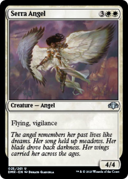 Serra Angel trading card from Dominaria Remastered Serra Angel - Dominaria Remastered Magic: The Gathering trading card
