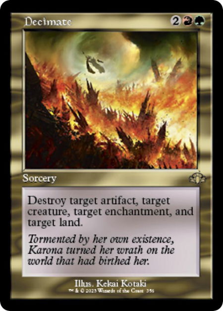 Decimate (Retro Frame) - Dominaria Remastered Magic: The Gathering trading card