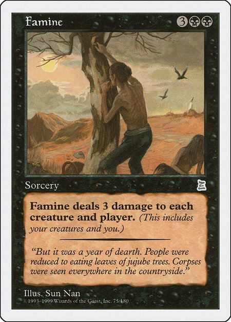 Famine trading card from Portal Three Kingdoms Famine - Portal Three Kingdoms Magic: The Gathering trading card