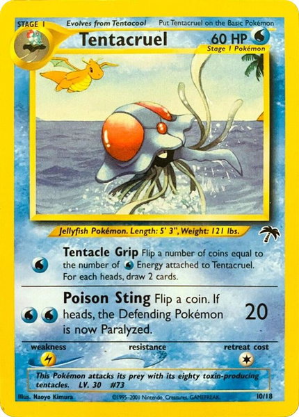 Tentacruel trading card from Southern Islands Tentacruel - Southern Islands Pokémon trading card