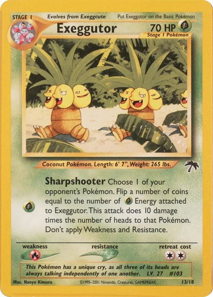 Exeggutor trading card from Southern Islands Exeggutor - Southern Islands Pokémon trading card