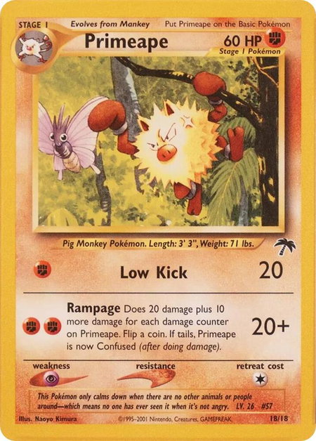 Primeape trading card from Southern Islands Primeape - Southern Islands Pokémon trading card