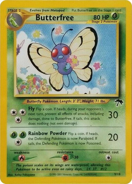 Butterfree trading card from Southern Islands Butterfree - Southern Islands Pokémon trading card