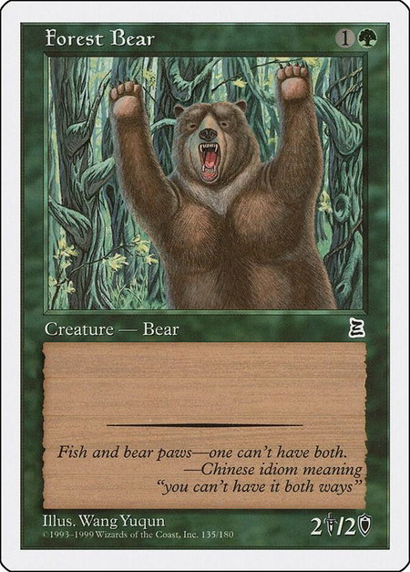 Forest Bear trading card from Portal Three Kingdoms Forest Bear - Portal Three Kingdoms Magic: The Gathering trading card