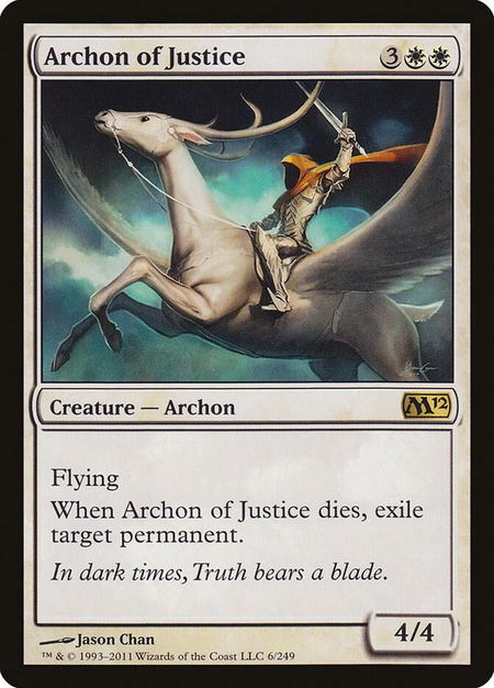Archon of Justice trading card from Magic 2012 (M12) Archon of Justice - Magic 2012 (M12) Magic: The Gathering trading card