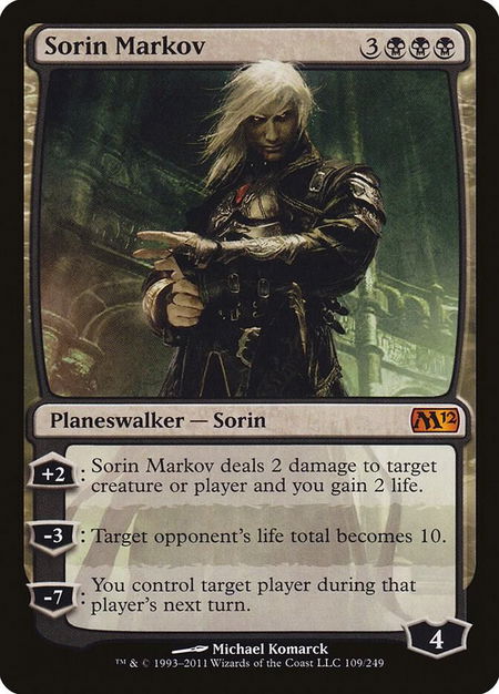 Sorin Markov trading card from Magic 2012 (M12) Sorin Markov - Magic 2012 (M12) Magic: The Gathering trading card