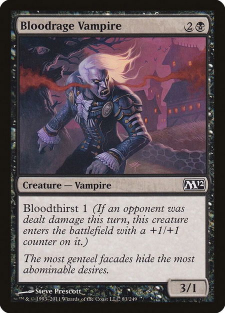 Bloodrage Vampire trading card from Magic 2012 (M12) Bloodrage Vampire - Magic 2012 (M12) Magic: The Gathering trading card