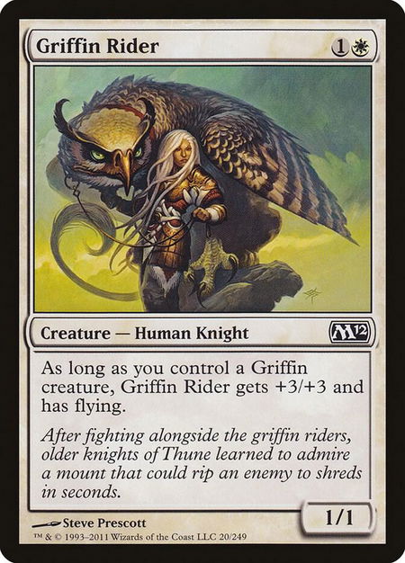 Griffin Rider trading card from Magic 2012 (M12) Griffin Rider - Magic 2012 (M12) Magic: The Gathering trading card