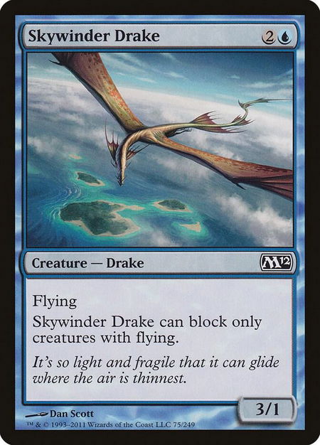 Skywinder Drake trading card from Magic 2012 (M12) Skywinder Drake - Magic 2012 (M12) Magic: The Gathering trading card