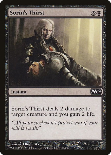 Sorin's Thirst - Magic 2012 (M12) Magic: The Gathering trading card