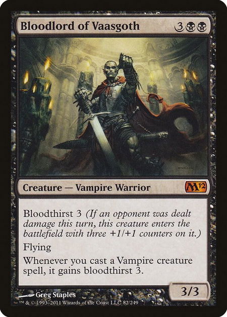 Bloodlord of Vaasgoth trading card from Magic 2012 (M12) Bloodlord of Vaasgoth - Magic 2012 (M12) Magic: The Gathering trading card