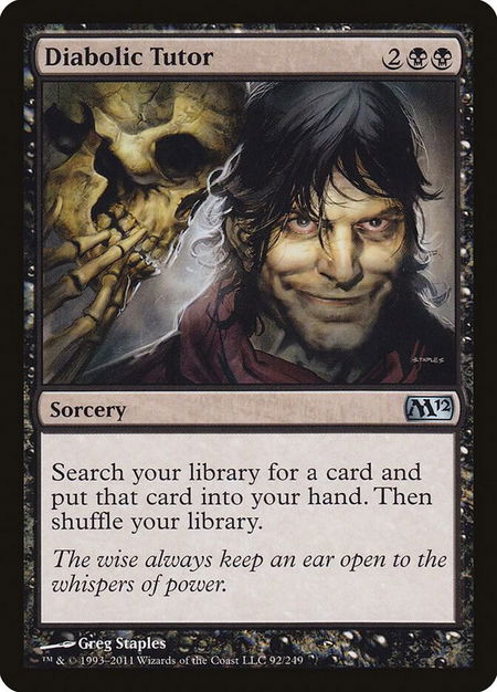 Diabolic Tutor - Magic 2012 (M12) Magic: The Gathering trading card