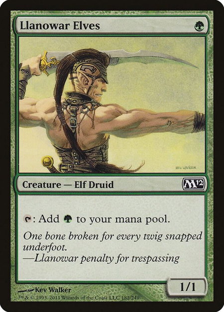 Llanowar Elves - Magic 2012 (M12) Magic: The Gathering trading card