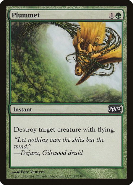 Plummet trading card from Magic 2012 (M12) Plummet - Magic 2012 (M12) Magic: The Gathering trading card