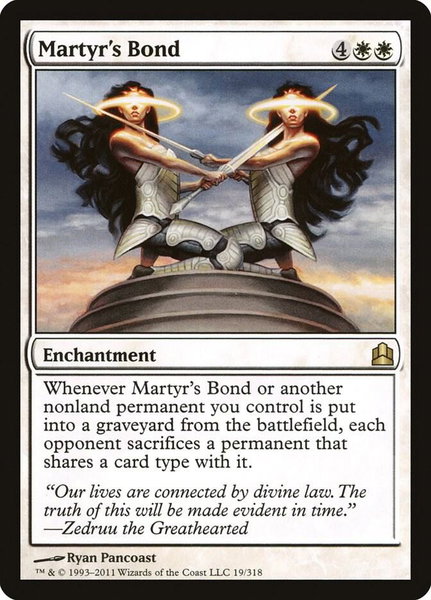 Martyr's Bond trading card from Commander Martyr's Bond - Commander Magic: The Gathering trading card