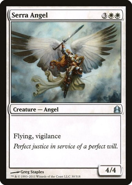 Serra Angel trading card from Commander Serra Angel - Commander Magic: The Gathering trading card