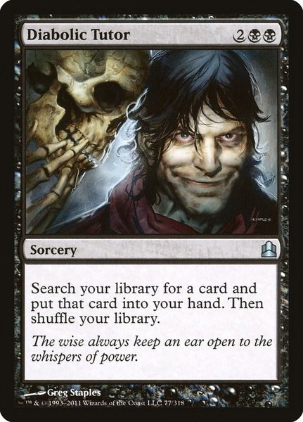 Diabolic Tutor trading card from Commander Diabolic Tutor - Commander Magic: The Gathering trading card