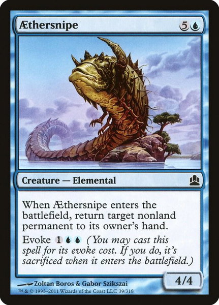 Aethersnipe trading card from Commander Aethersnipe - Commander Magic: The Gathering trading card