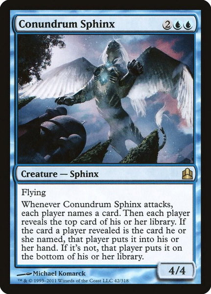 Conundrum Sphinx trading card from Commander Conundrum Sphinx - Commander Magic: The Gathering trading card