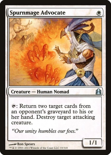 Spurnmage Advocate trading card from Commander Spurnmage Advocate - Commander Magic: The Gathering trading card