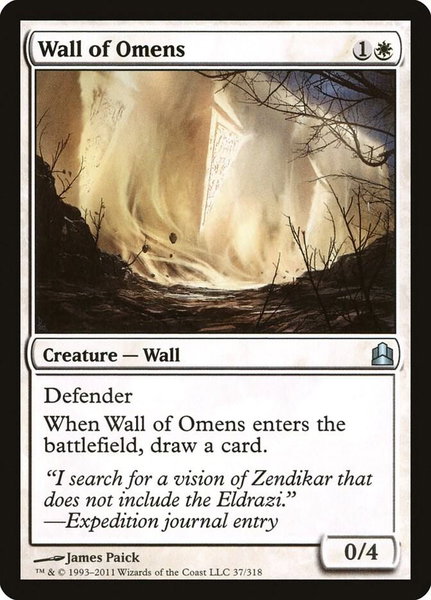 Wall of Omens trading card from Commander Wall of Omens - Commander Magic: The Gathering trading card