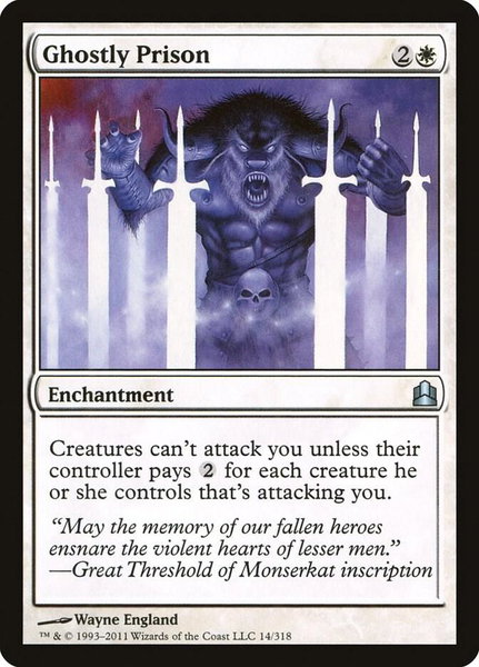 Ghostly Prison trading card from Commander Ghostly Prison - Commander Magic: The Gathering trading card