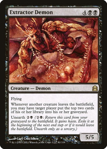 Extractor Demon trading card from Commander Extractor Demon - Commander Magic: The Gathering trading card