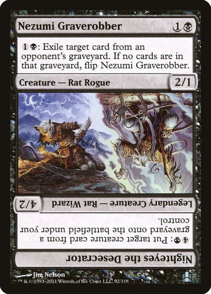 Nezumi Graverobber // Nighteyes the Desecrator trading card from Commander Nezumi Graverobber // Nighteyes the Desecrator - Commander Magic: The Gathering trading card