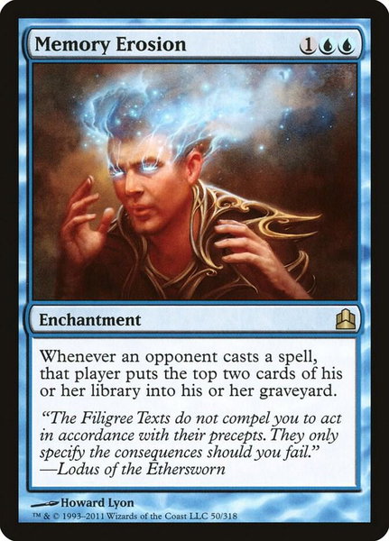 Memory Erosion trading card from Commander Memory Erosion - Commander Magic: The Gathering trading card