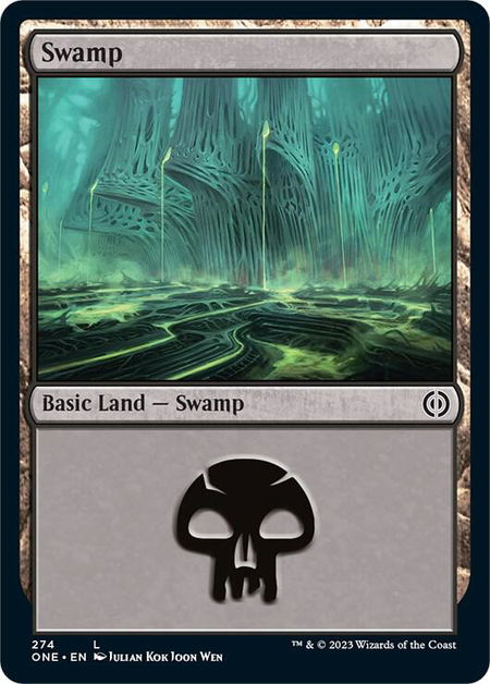 Swamp (274) trading card from Phyrexia: All Will Be One Swamp (274) - Phyrexia: All Will Be One Magic: The Gathering trading card
