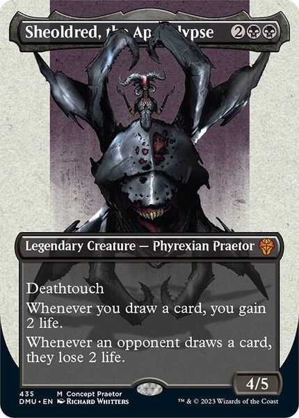 Sheoldred, the Apocalypse (Concept Praetor) trading card from Phyrexia: All Will Be One Sheoldred, the Apocalypse (Concept Praetor) - Phyrexia: All Will Be One Magic: The Gathering trading card