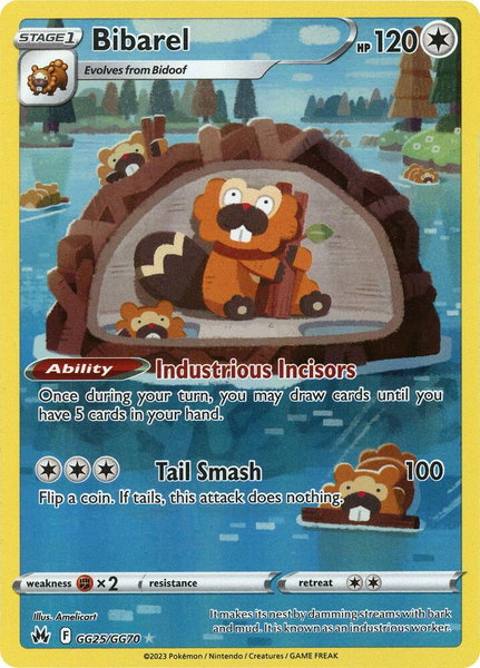 Bibarel trading card from Crown Zenith: Galarian Gallery Bibarel - Crown Zenith: Galarian Gallery Pokémon trading card