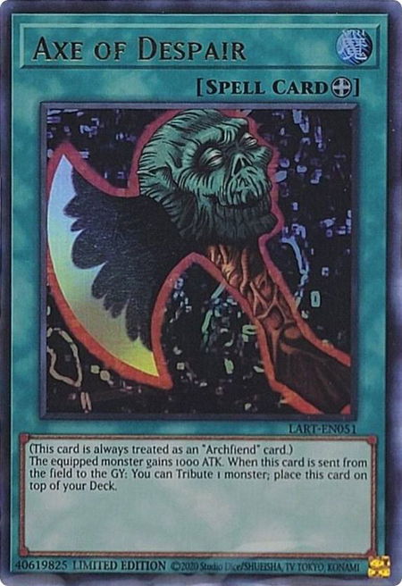 Axe of Despair trading card from The Lost Art Promotion Axe of Despair - The Lost Art Promotion YuGiOh trading card