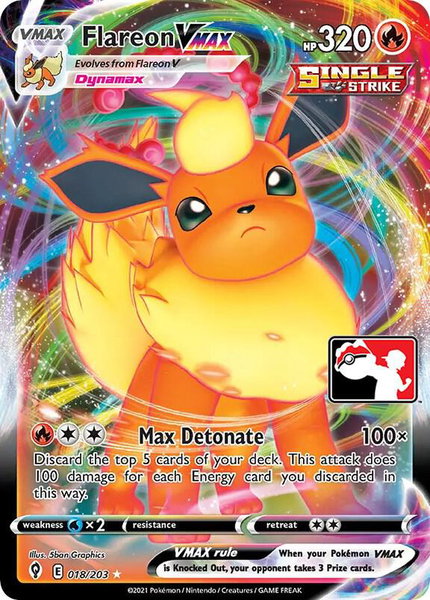 Flareon VMAX trading card from Prize Pack Series Cards Flareon VMAX - Prize Pack Series Cards Pokémon trading card