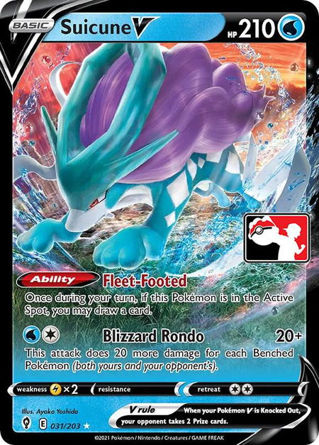 Suicune V trading card from Prize Pack Series Cards Suicune V - Prize Pack Series Cards Pokémon trading card