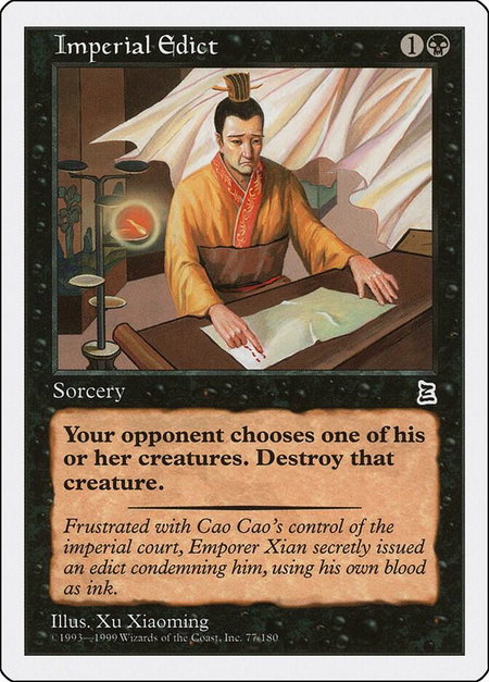 Imperial Edict - Portal Three Kingdoms Magic: The Gathering trading card