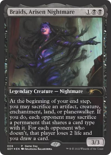 Braids, Arisen Nightmare trading card from Game Day & Store Championship Promos Braids, Arisen Nightmare - Game Day & Store Championship Promos Magic: The Gathering trading card